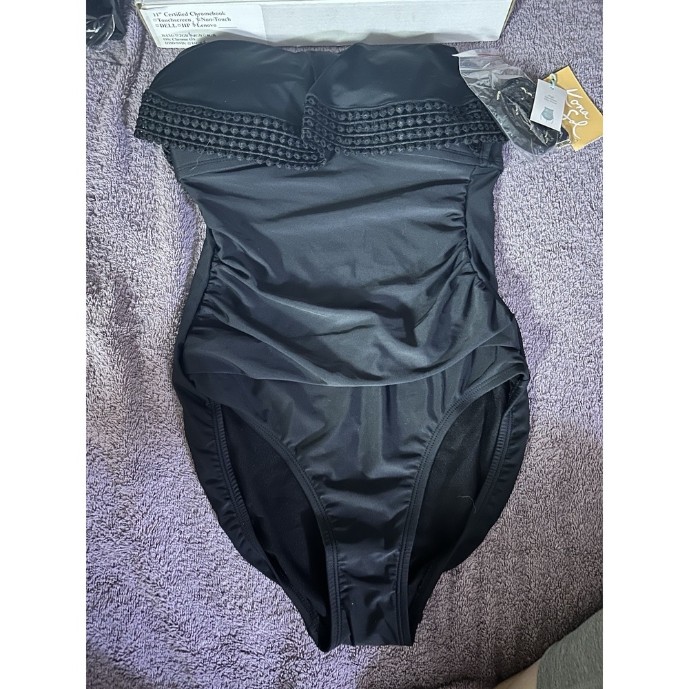 Kona Sol Extra Small Swimsuit Tummy Control XS Black NWT